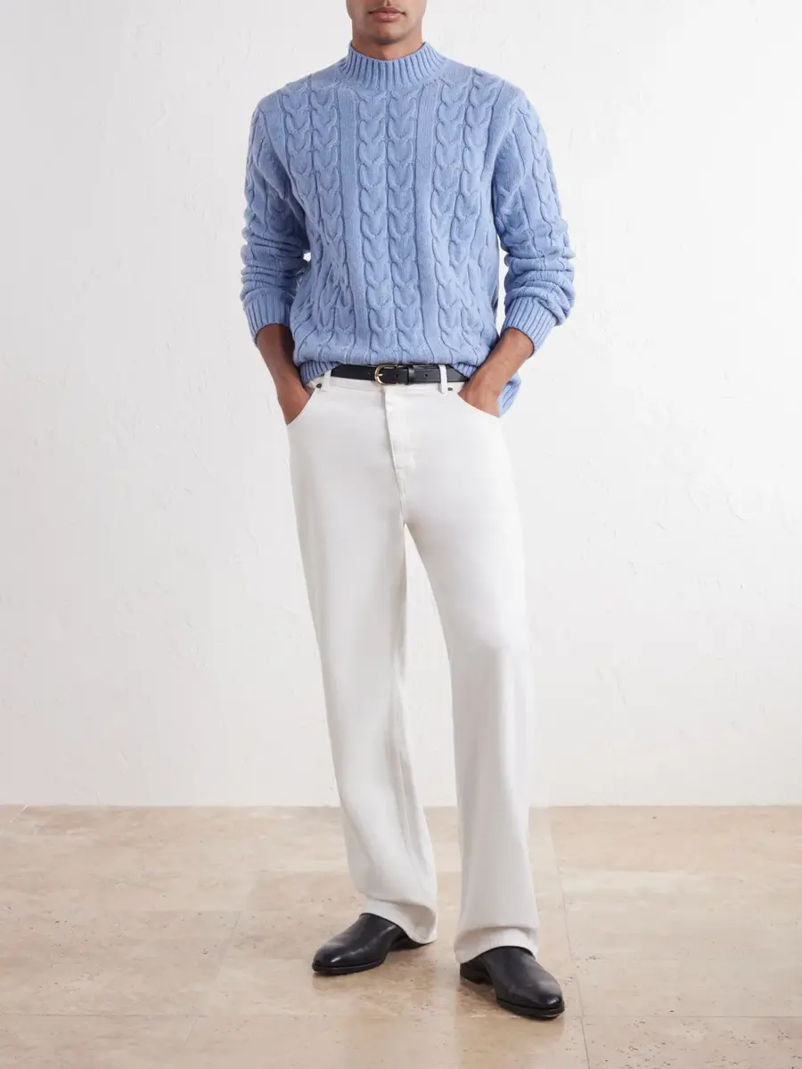 Slowear Zanone Slim-Fit Cable-Knit Virgin Wool Sweater - Men | Thumbnail 2 Slowear Zanone Slim-Fit Cable-Knit Virgin Wool Sweater - Men | Thumbnail 2