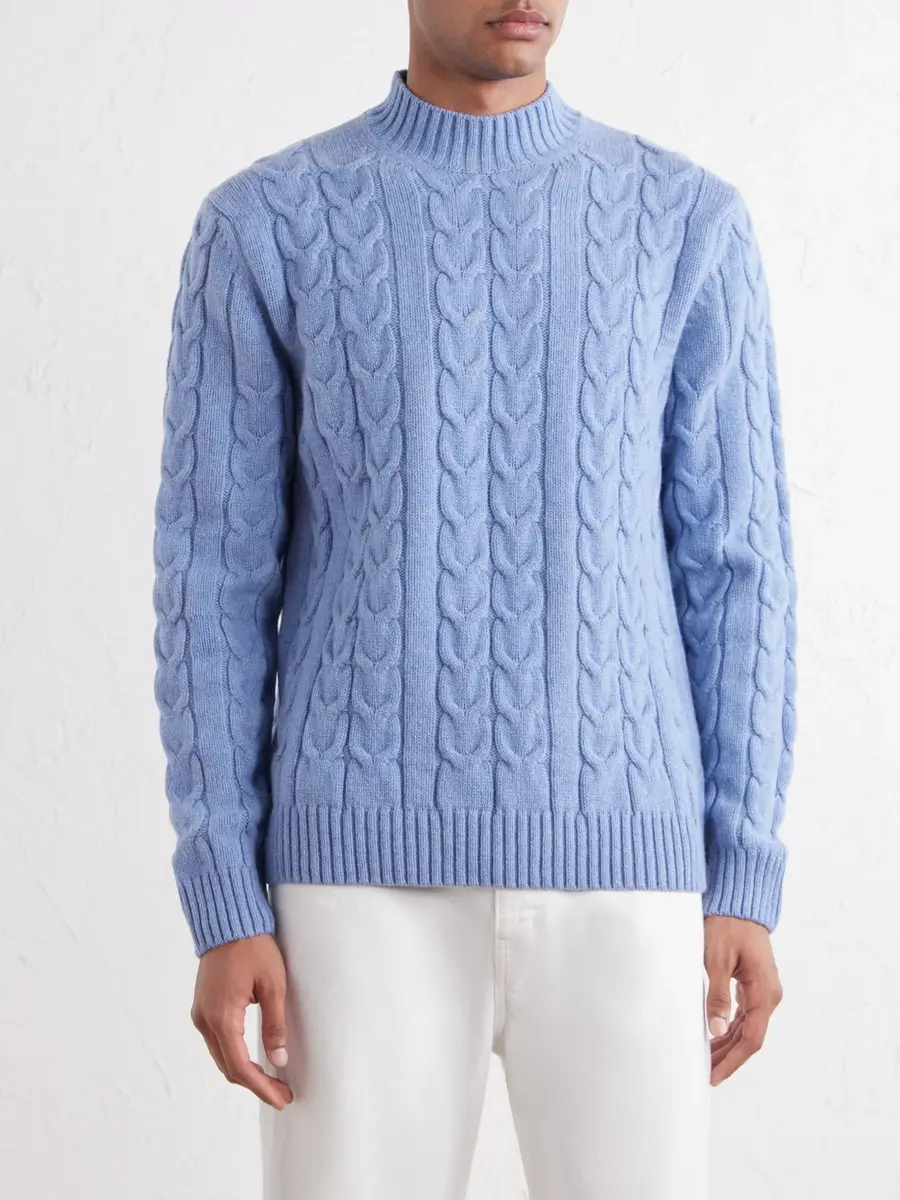 Slowear Zanone Slim-Fit Cable-Knit Virgin Wool Sweater - Men | Thumbnail 3 Slowear Zanone Slim-Fit Cable-Knit Virgin Wool Sweater - Men | Thumbnail 3