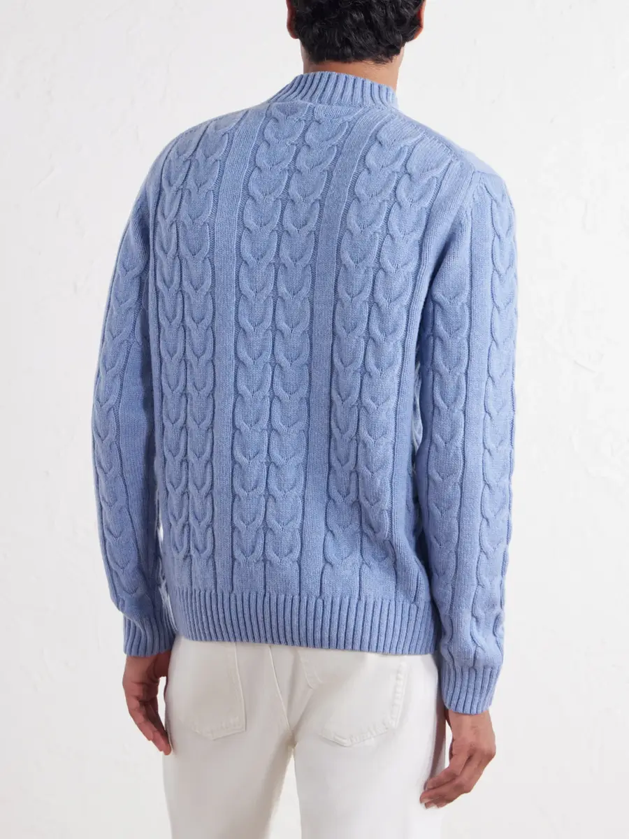 Slowear Zanone Slim-Fit Cable-Knit Virgin Wool Sweater - Men | Thumbnail 4 Slowear Zanone Slim-Fit Cable-Knit Virgin Wool Sweater - Men | Thumbnail 4