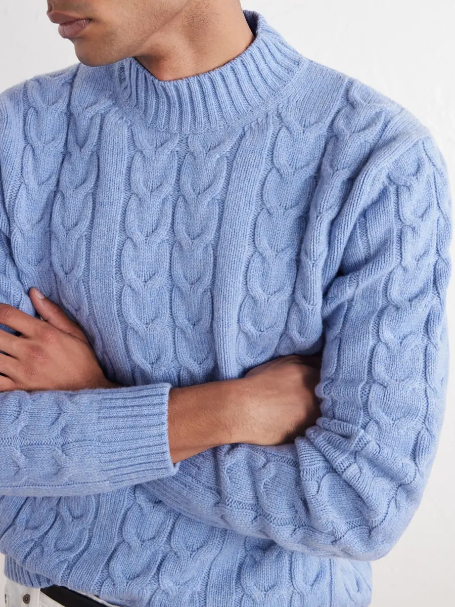 Slowear Zanone Slim-Fit Cable-Knit Virgin Wool Sweater - Men | Thumbnail 5 Slowear Zanone Slim-Fit Cable-Knit Virgin Wool Sweater - Men | Thumbnail 5