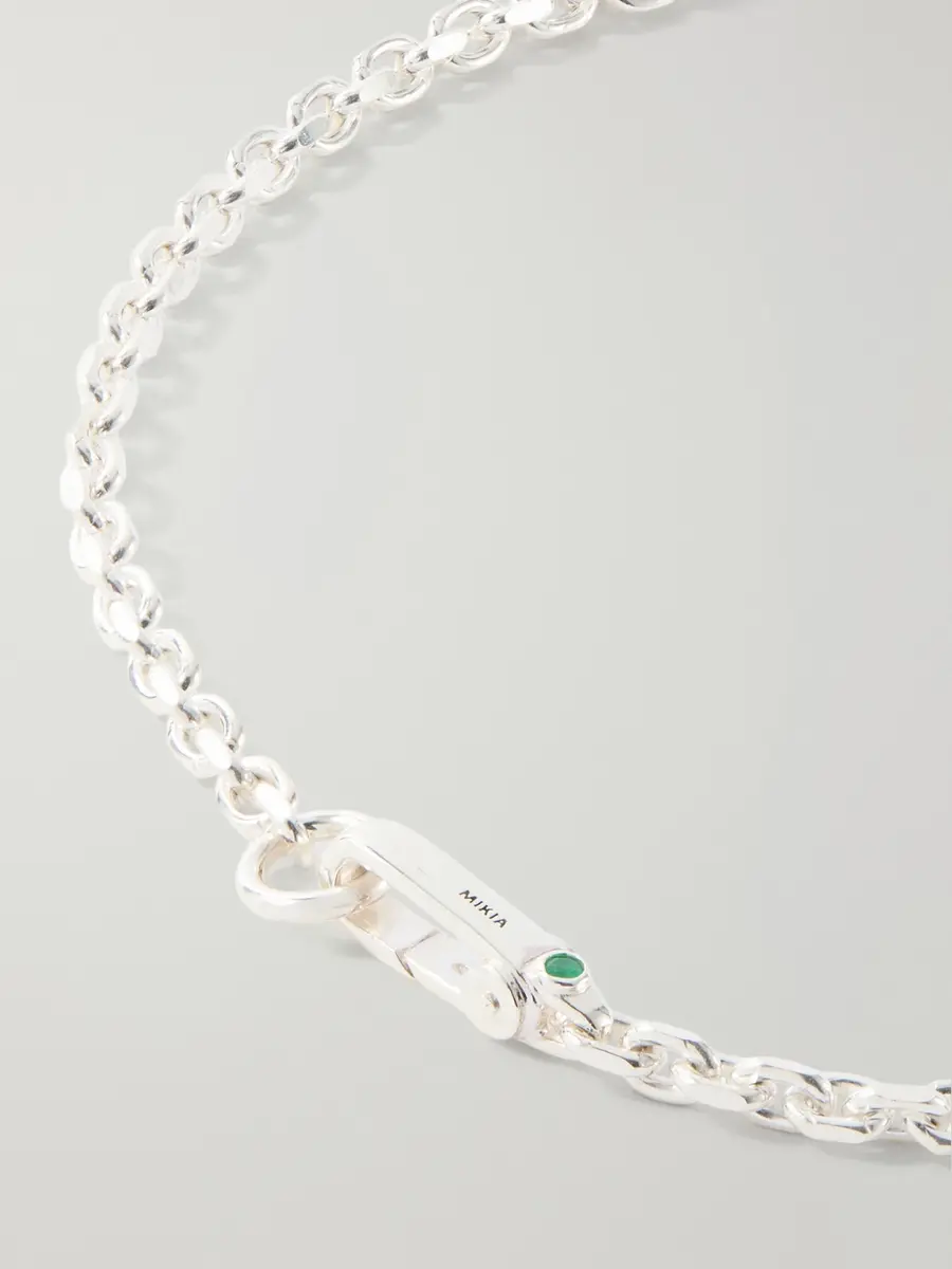 Mikia Sterling Silver and Emerald Necklace - Men | Thumbnail 3