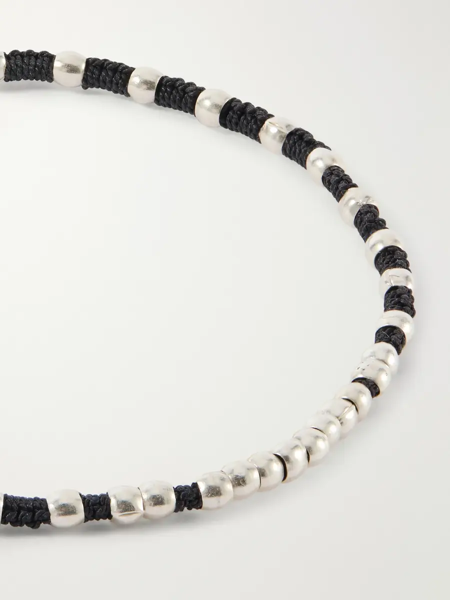 Mikia Braided Cord and Sterling Silver Beaded Bracelet - Men | Thumbnail 4 Mikia Braided Cord and Sterling Silver Beaded Bracelet - Men | Thumbnail 4