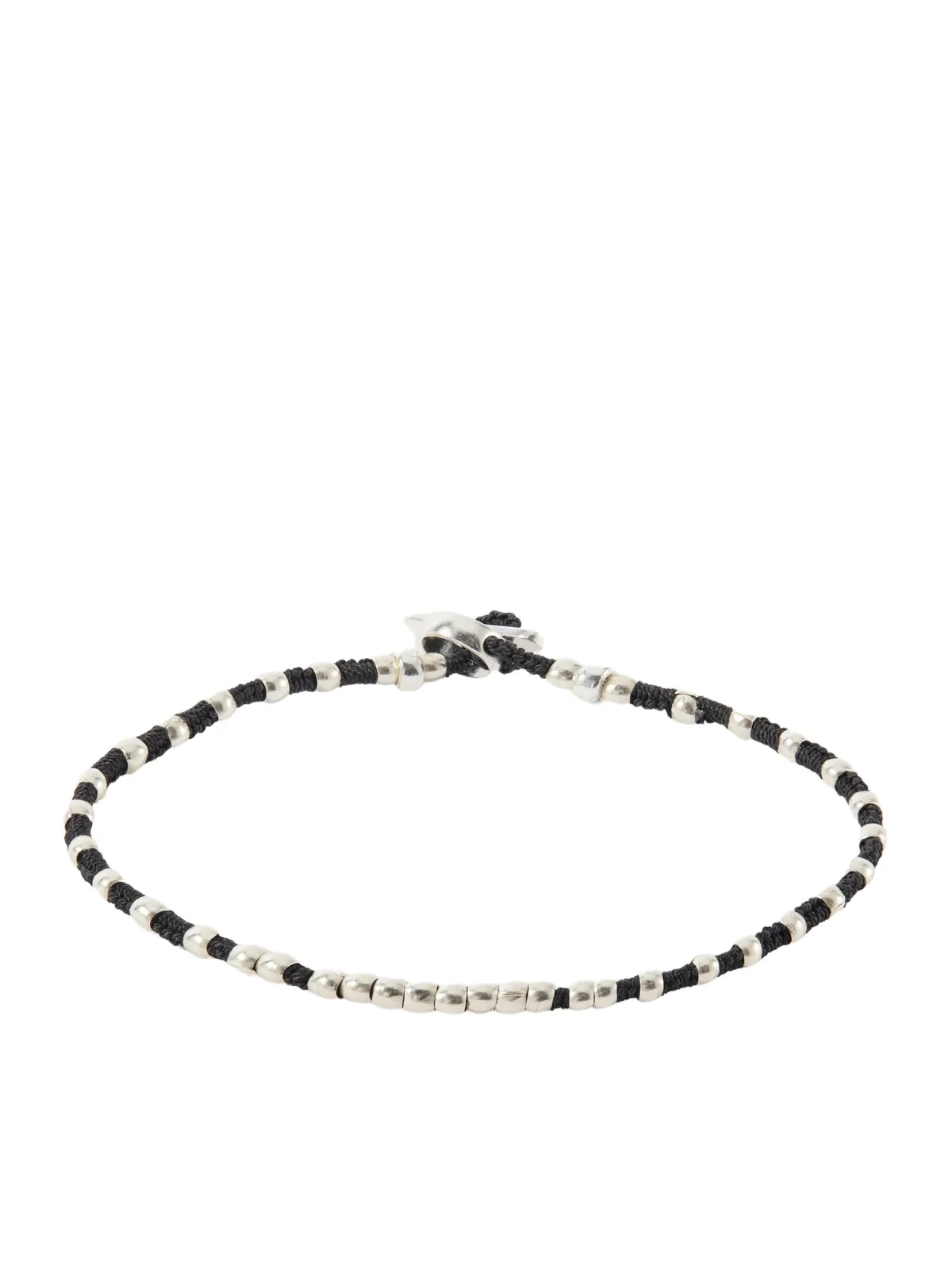 Braided Cord and Sterling Silver Beaded Bracelet - Men Braided Cord and Sterling Silver Beaded Bracelet - Men