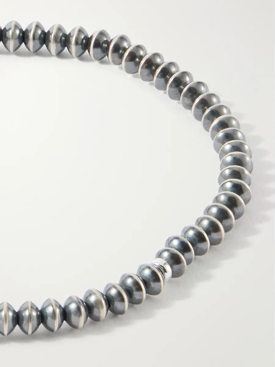Mikia Sterling Silver, Black Diamond and Desert Pearl Beaded Bracelet - Men | Thumbnail 4 Mikia Sterling Silver, Black Diamond and Desert Pearl Beaded Bracelet - Men | Thumbnail 4