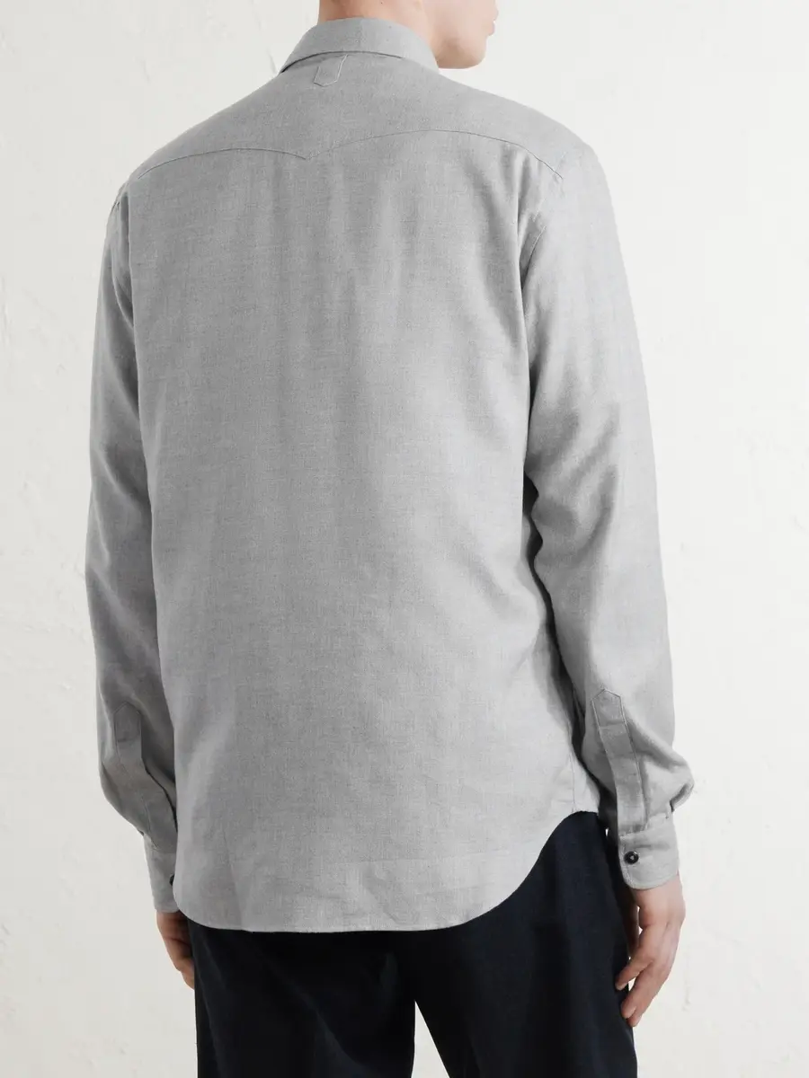 Canali Lyocell and Cotton-Blend Herringbone Shirt - Men | Thumbnail 4 Canali Lyocell and Cotton-Blend Herringbone Shirt - Men | Thumbnail 4