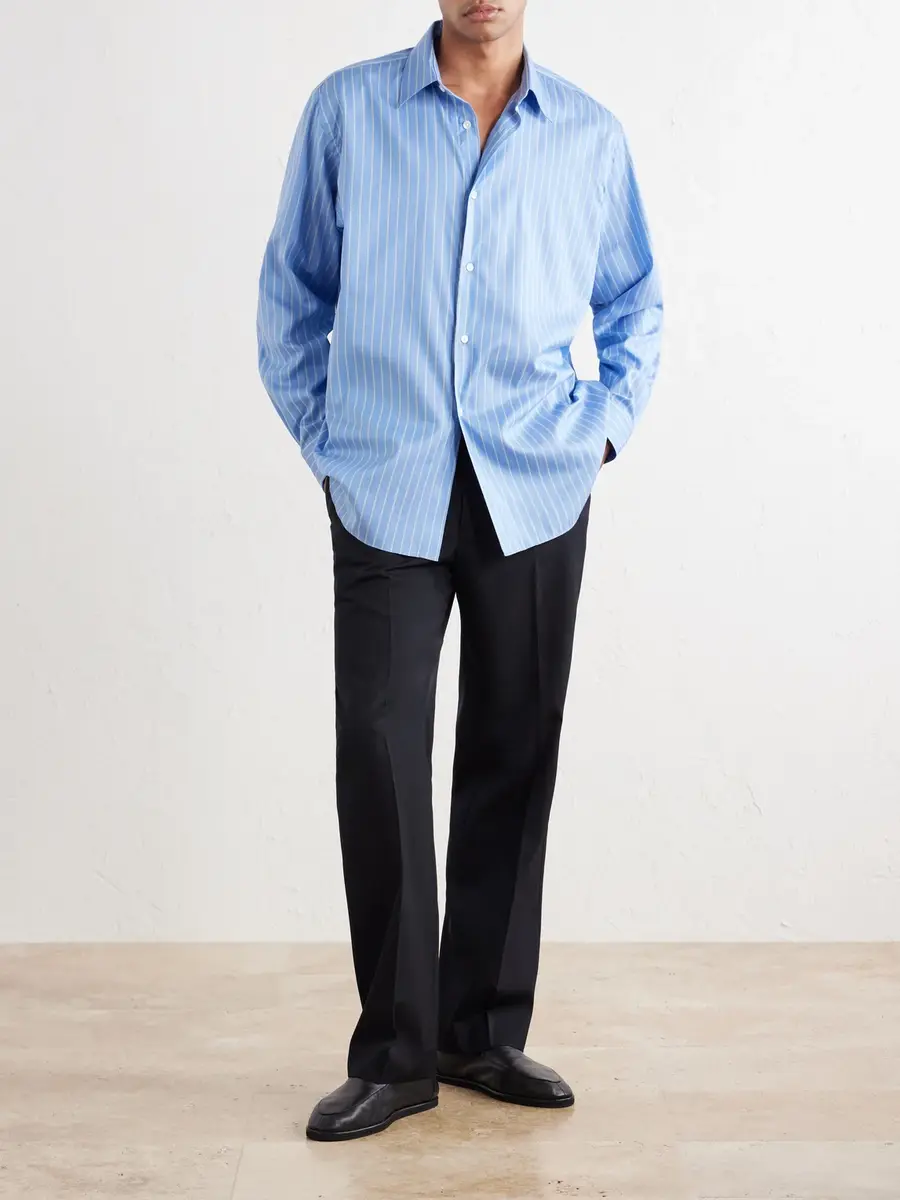 Auralee Striped Cotton and Silk-Blend Shirt - Men | Thumbnail 2 Auralee Striped Cotton and Silk-Blend Shirt - Men | Thumbnail 2