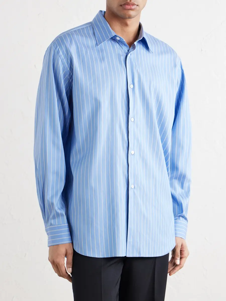 Auralee Striped Cotton and Silk-Blend Shirt - Men | Thumbnail 3 Auralee Striped Cotton and Silk-Blend Shirt - Men | Thumbnail 3