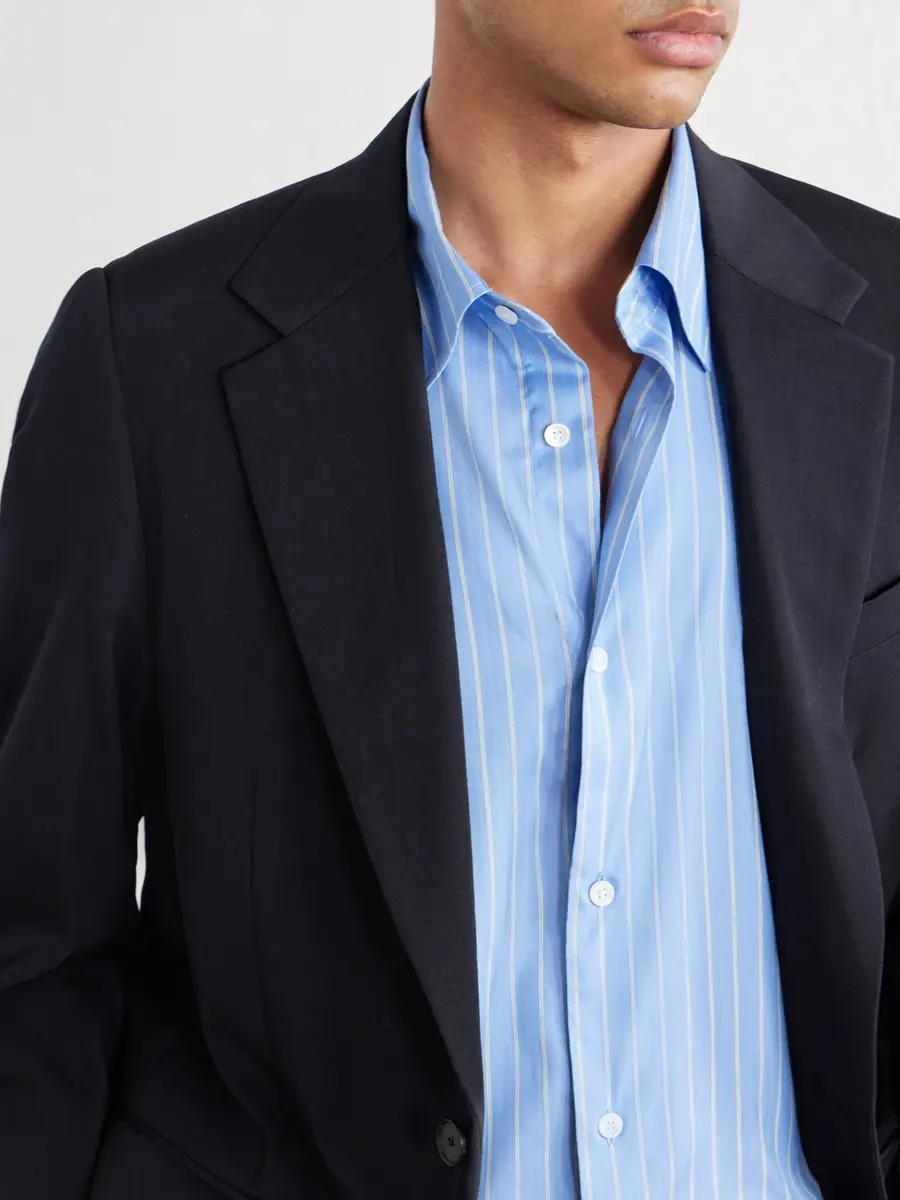 Auralee Striped Cotton and Silk-Blend Shirt - Men | Thumbnail 5 Auralee Striped Cotton and Silk-Blend Shirt - Men | Thumbnail 5