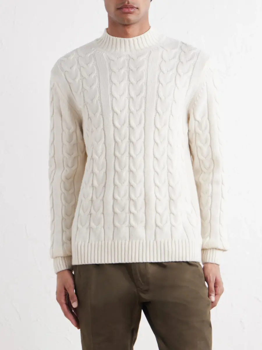 Slowear Zanone Slim-Fit Cable-Knit Virgin Wool Sweater - Men | Thumbnail 3 Slowear Zanone Slim-Fit Cable-Knit Virgin Wool Sweater - Men | Thumbnail 3