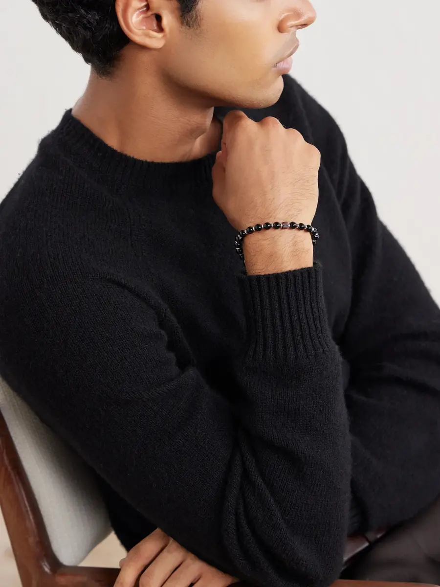 Mikia Sterling Silver and Onyx Beaded Bracelet - Men | Thumbnail 2 Mikia Sterling Silver and Onyx Beaded Bracelet - Men | Thumbnail 2