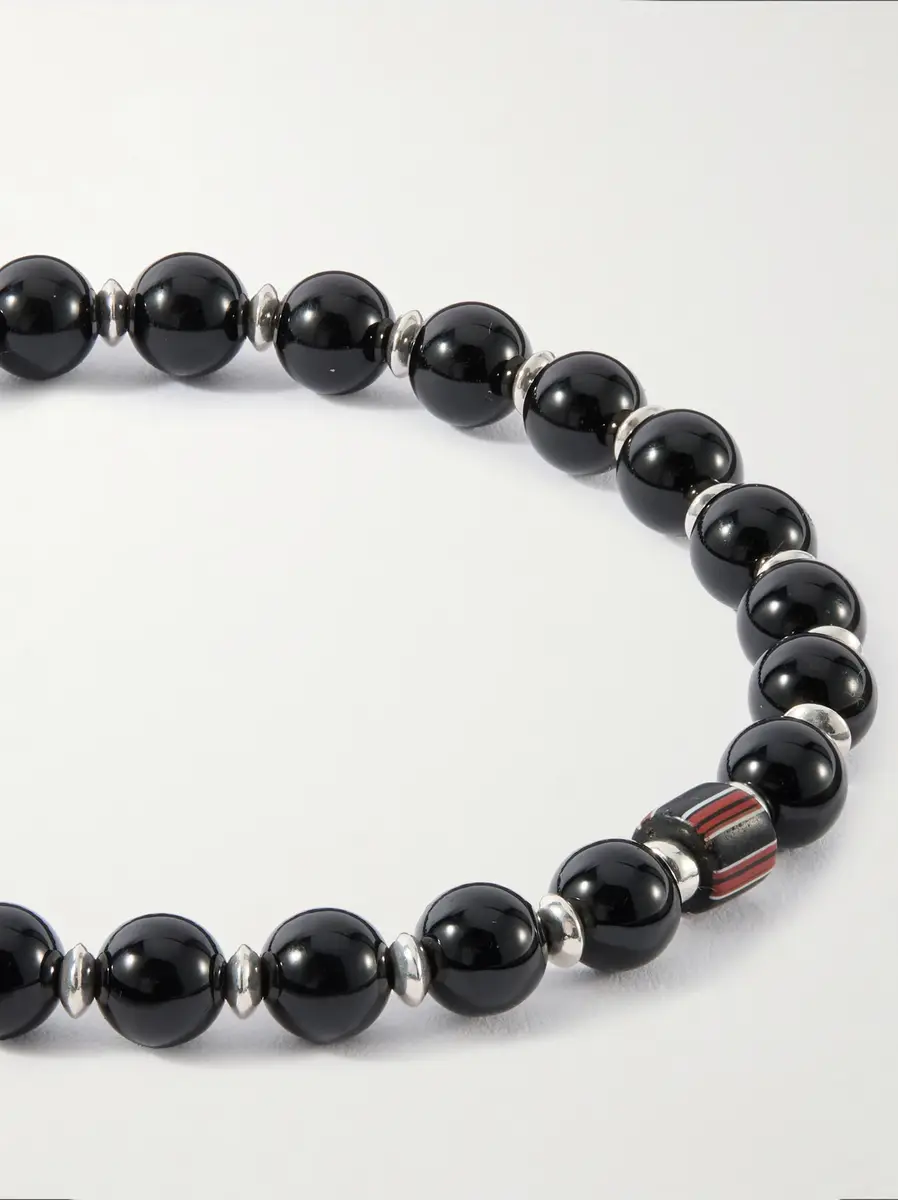 Mikia Sterling Silver and Onyx Beaded Bracelet - Men | Thumbnail 4 Mikia Sterling Silver and Onyx Beaded Bracelet - Men | Thumbnail 4