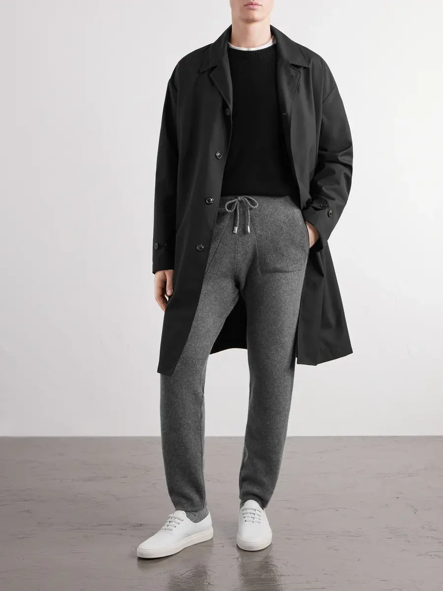 ELEVENTY Tapered Ribbed Cashmere Drawstring Sweatpants - Men | Thumbnail 2 ELEVENTY Tapered Ribbed Cashmere Drawstring Sweatpants - Men | Thumbnail 2