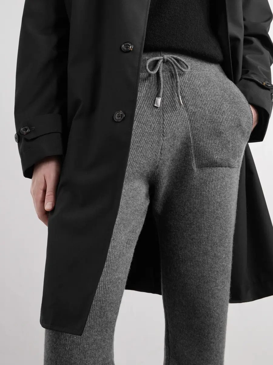 ELEVENTY Tapered Ribbed Cashmere Drawstring Sweatpants - Men | Thumbnail 5 ELEVENTY Tapered Ribbed Cashmere Drawstring Sweatpants - Men | Thumbnail 5