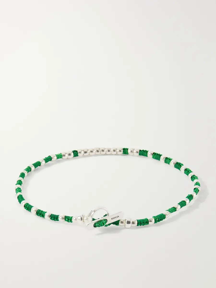Mikia Braided Cord and Sterling Silver Beaded Bracelet - Men | Thumbnail 2 Mikia Braided Cord and Sterling Silver Beaded Bracelet - Men | Thumbnail 2