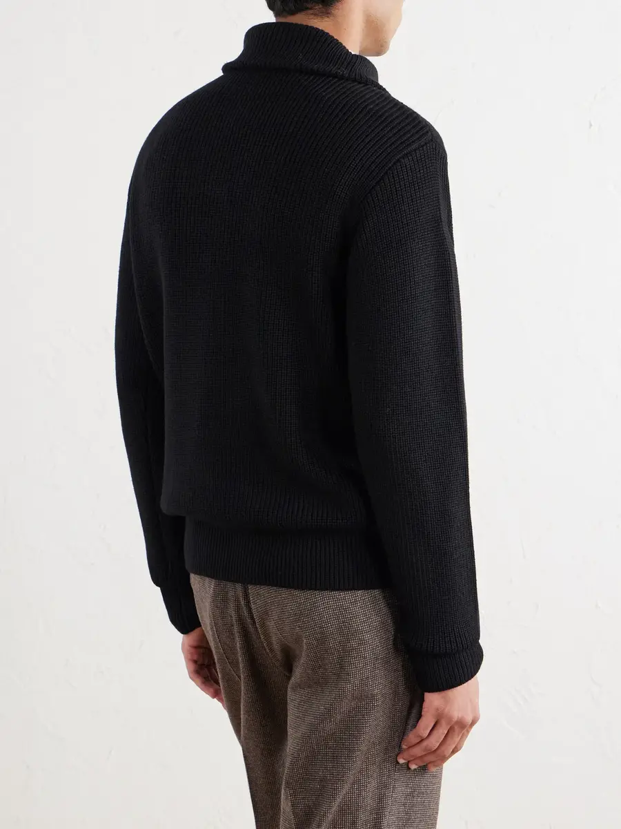 OFFICINE GÉNÉRALE Tarek Ribbed Merino Wool Half-Zip Sweater - Men | Thumbnail 4