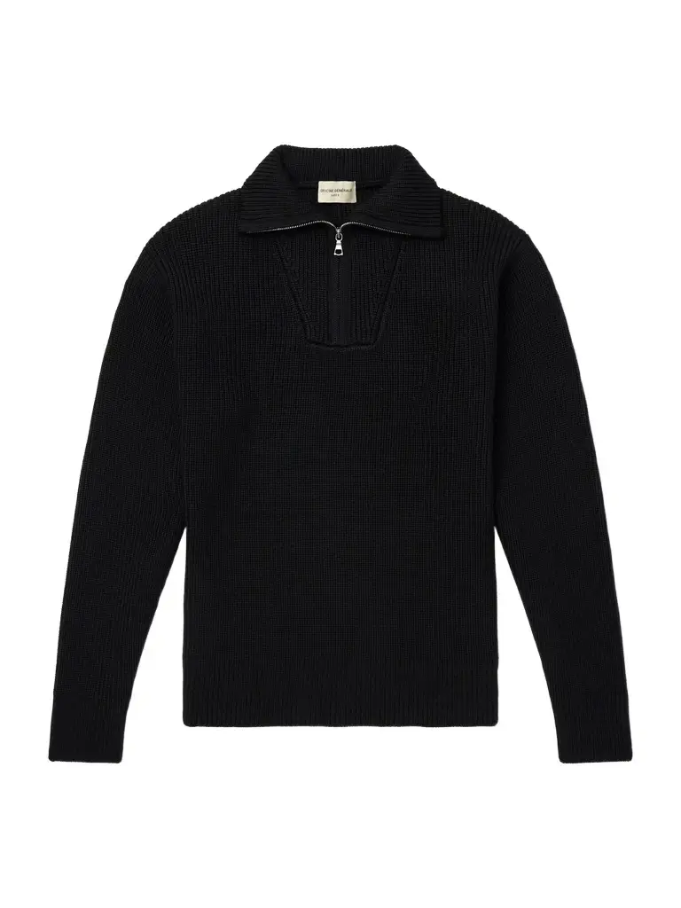 Tarek Ribbed Merino Wool Half-Zip Sweater - Men Tarek Ribbed Merino Wool Half-Zip Sweater - Men