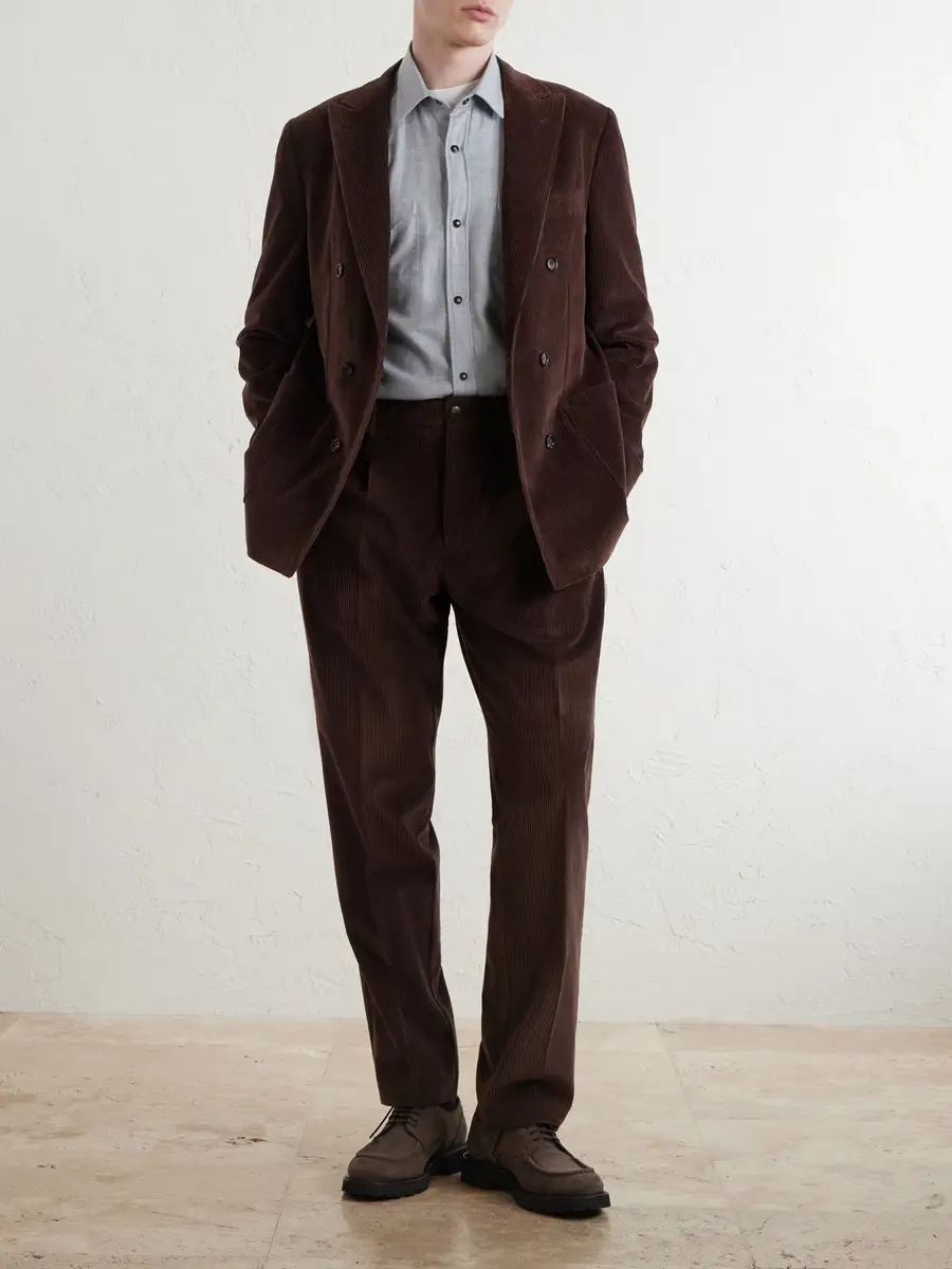 Canali Straight-Leg Pleated Cotton-Corduroy Trousers - Men | Thumbnail 2