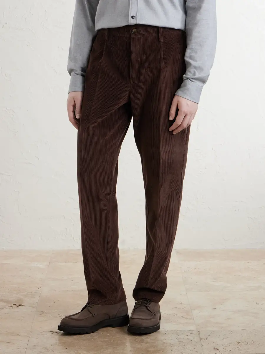 Canali Straight-Leg Pleated Cotton-Corduroy Trousers - Men | Thumbnail 3