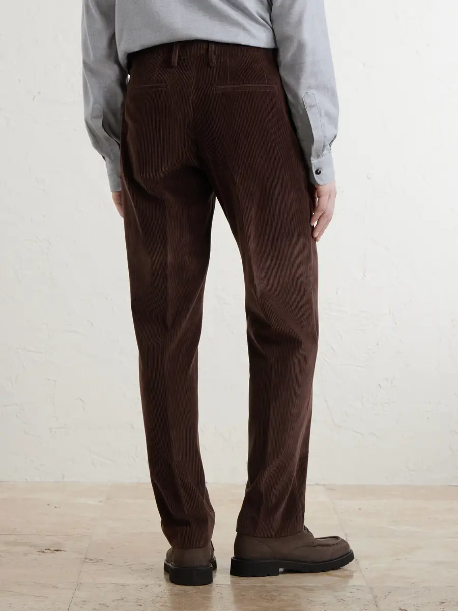 Canali Straight-Leg Pleated Cotton-Corduroy Trousers - Men | Thumbnail 4
