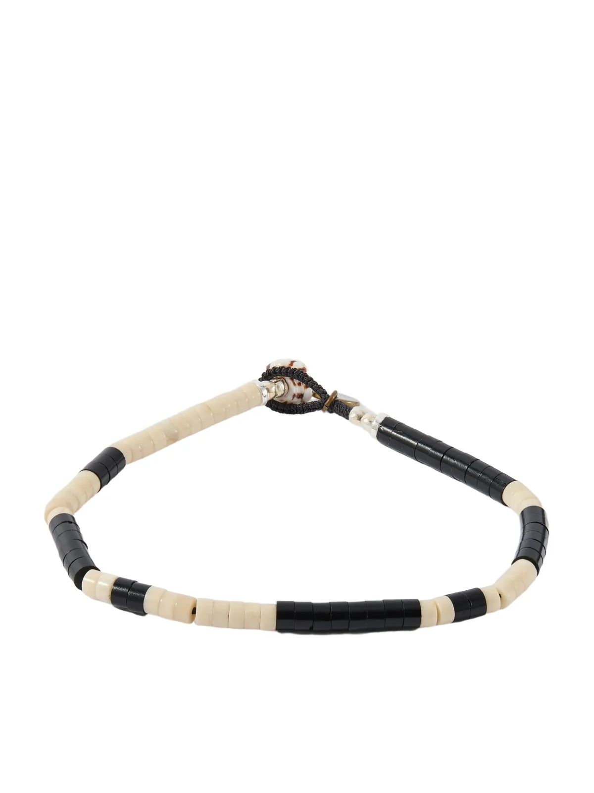 Heishi, Sterling Silver and Fossil Jasper Beaded Bracelet - Men Heishi, Sterling Silver and Fossil Jasper Beaded Bracelet - Men