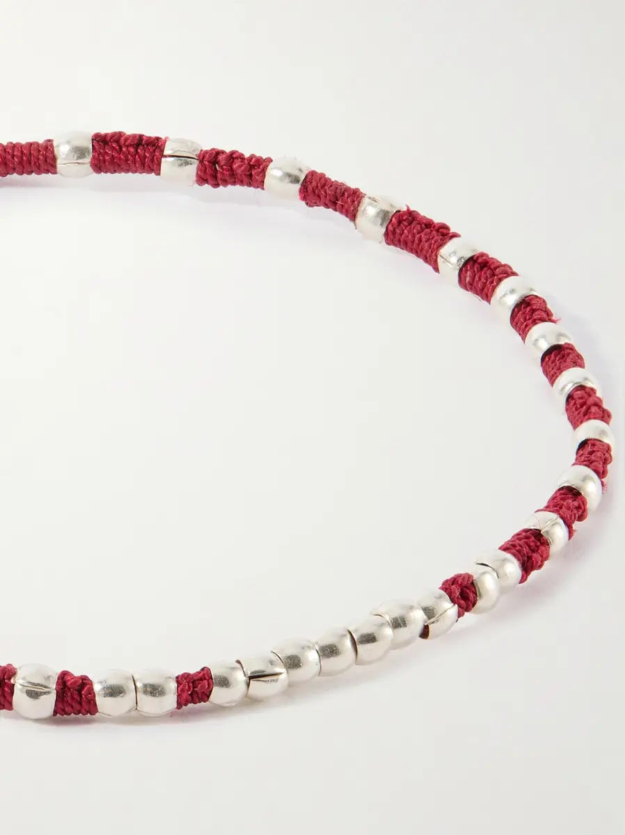 Mikia Braided Cord and Sterling Silver Beaded Bracelet - Men | Thumbnail 4 Mikia Braided Cord and Sterling Silver Beaded Bracelet - Men | Thumbnail 4