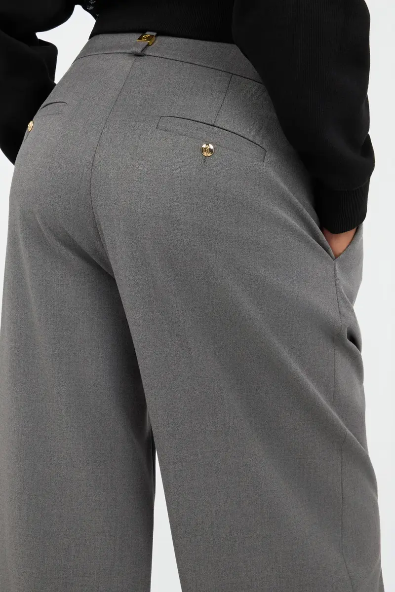 Roberto Cavalli Grey Pleated Wide Leg Trousers | Thumbnail 5 Roberto Cavalli Grey Pleated Wide Leg Trousers | Thumbnail 5