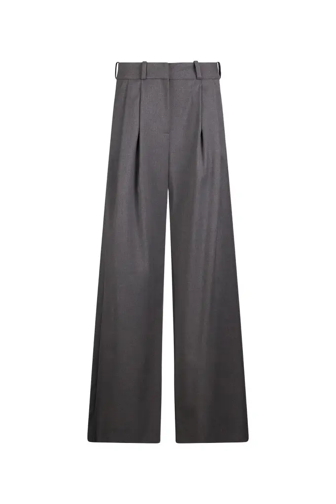 Roberto Cavalli Grey Pleated Wide Leg Trousers