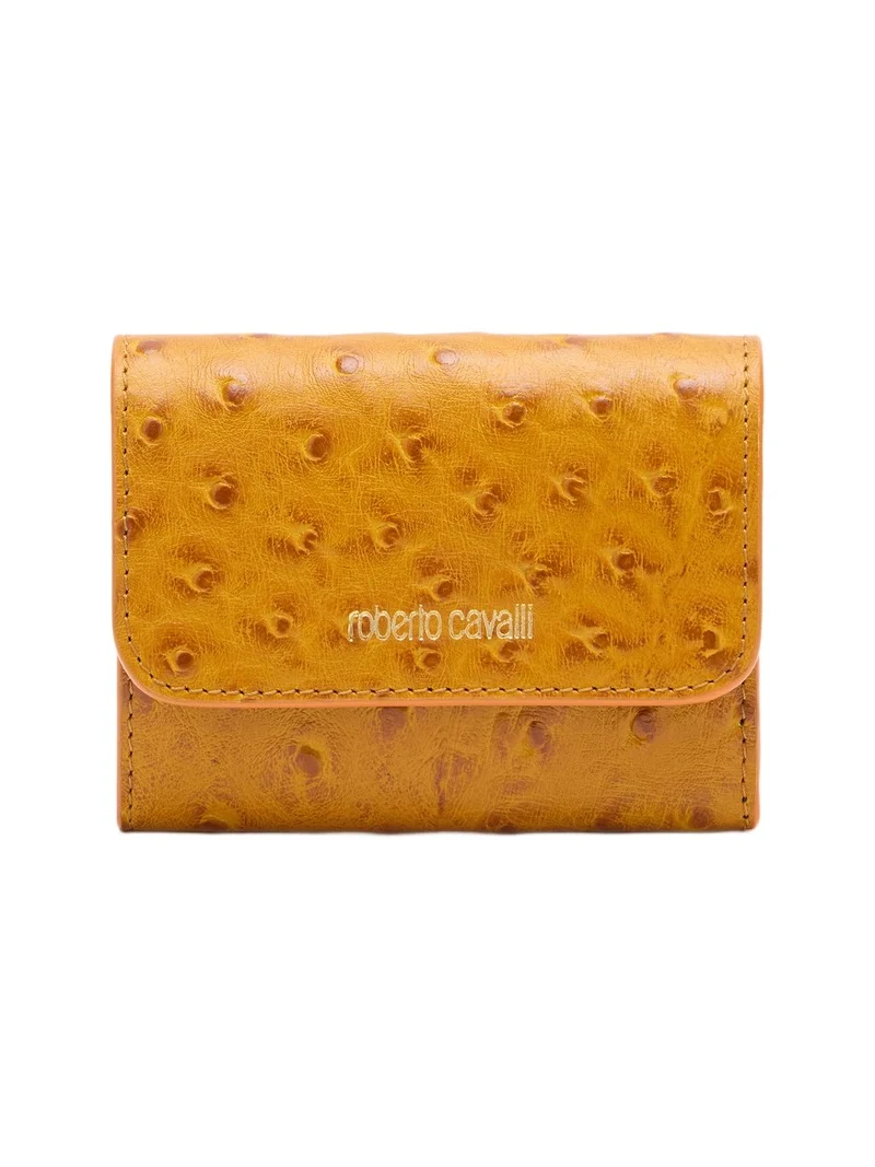 Roberto Cavalli Ostrich-Effect Flap Card Holder