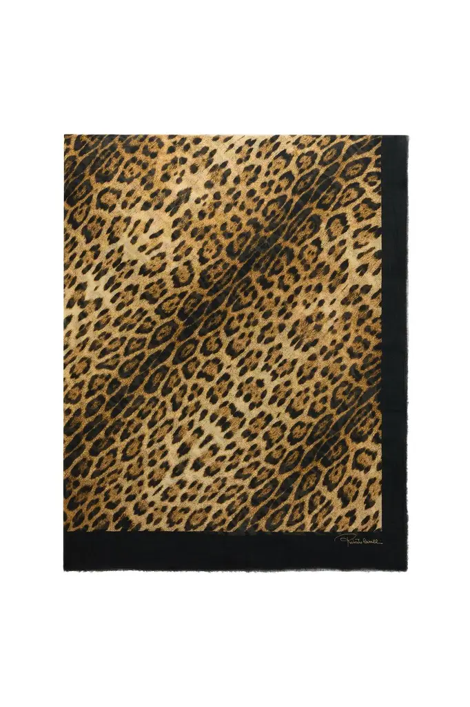 Roberto Cavalli Jaguar Print Modal Cashmere Scarf