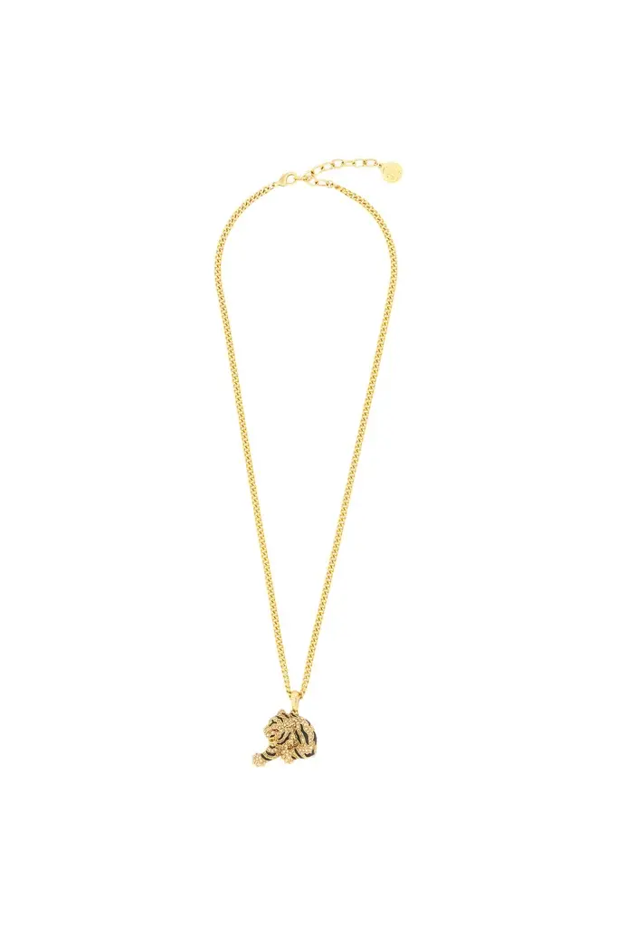 Roberto Cavalli Gold Necklace with Tiger Pendant