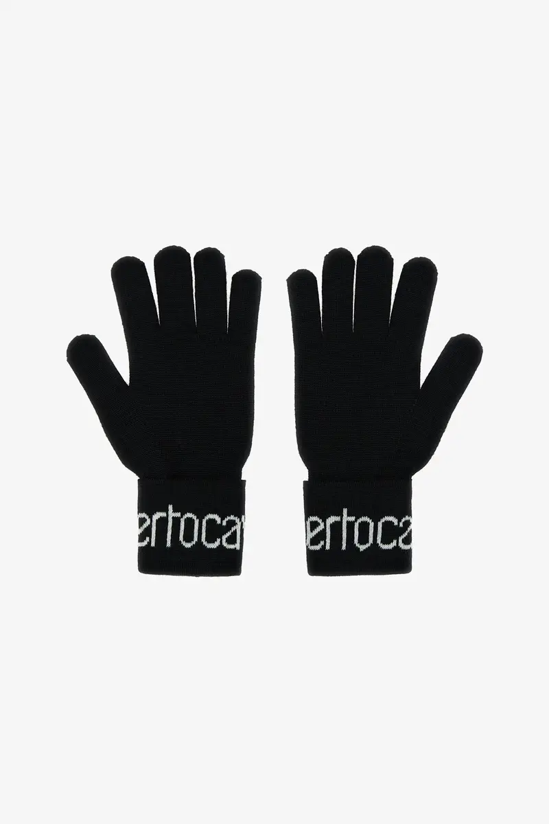 Roberto Cavalli Wool Blend Gloves with Logo | Thumbnail 2 Roberto Cavalli Wool Blend Gloves with Logo | Thumbnail 2