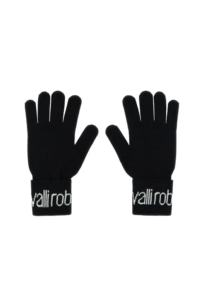 Roberto Cavalli Wool Blend Gloves with Logo