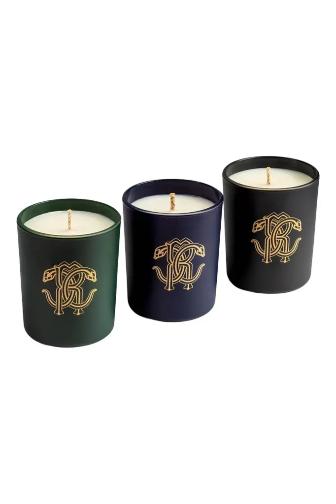 Roberto Cavalli Gold Jungle Set of Three Scented Candles 80 G