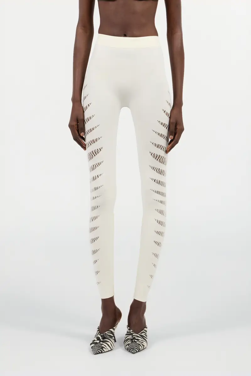 Roberto Cavalli Ivory Cut-Out Leggings | Thumbnail 2 Roberto Cavalli Ivory Cut-Out Leggings | Thumbnail 2