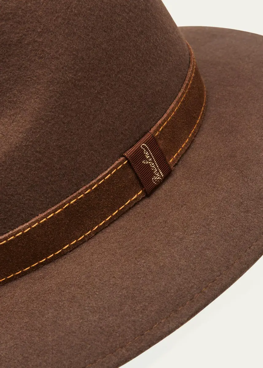 BORSALINO Men's Alessandria Leather-Band Wool Fedora Hat | Thumbnail 2