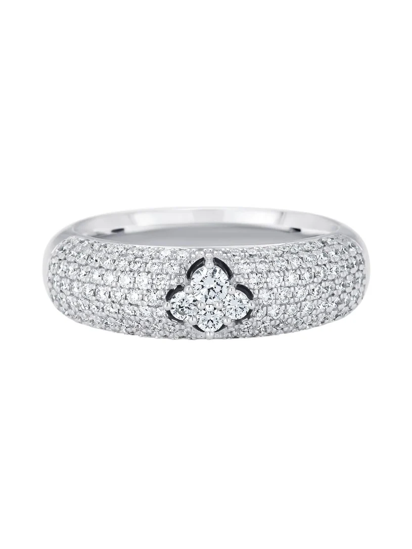 SARA WEINSTOCK Dujour Pave Diamond and Four-Cluster White Gold Ring
