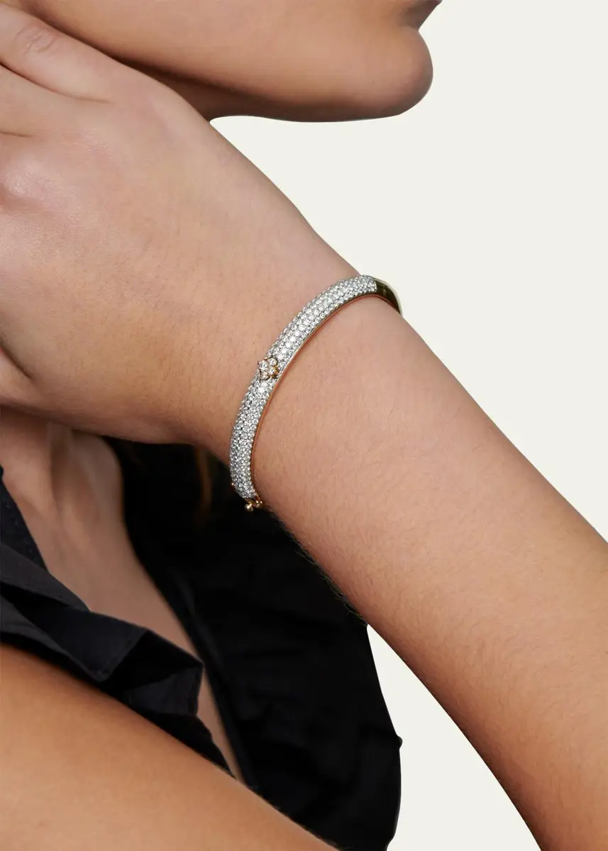 SARA WEINSTOCK 18K White Gold Dujour Diamond Pave Four-Cluster Bangle Bracelet | Thumbnail 2 SARA WEINSTOCK 18K White Gold Dujour Diamond Pave Four-Cluster Bangle Bracelet | Thumbnail 2