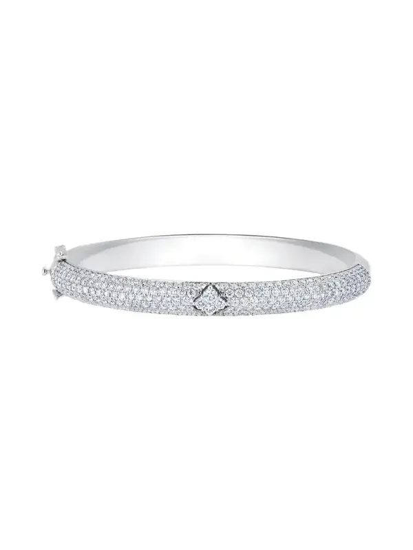 18K White Gold Dujour Diamond Pave Four-Cluster Bangle Bracelet