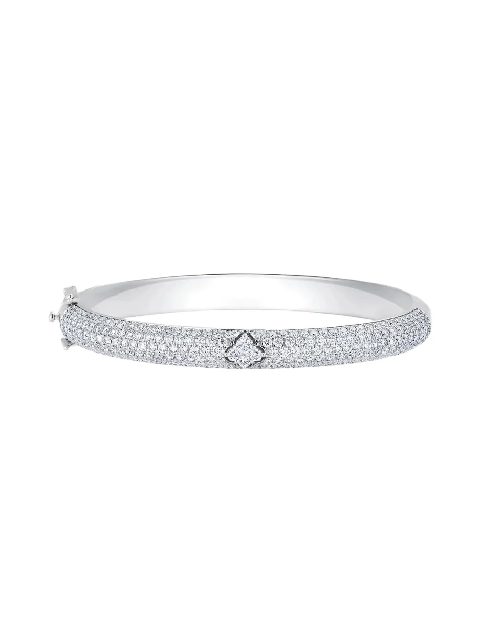 18K White Gold Dujour Diamond Pave Four-Cluster Bangle Bracelet 18K White Gold Dujour Diamond Pave Four-Cluster Bangle Bracelet