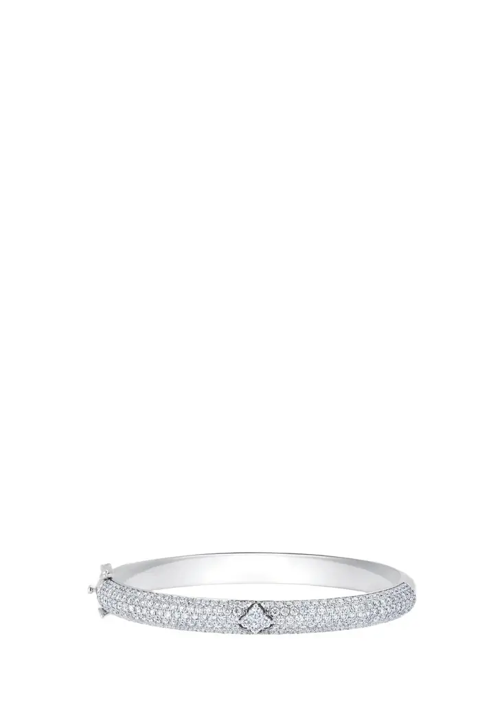 18K White Gold Dujour Diamond Pave Four-Cluster Bangle Bracelet 18K White Gold Dujour Diamond Pave Four-Cluster Bangle Bracelet