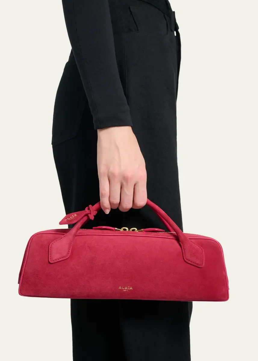 ALAÏA Teckel Top-Handle Bag in Suede and Leather | Thumbnail 2 ALAÏA Teckel Top-Handle Bag in Suede and Leather | Thumbnail 2