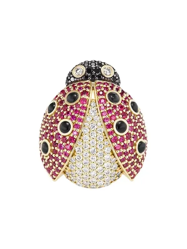 18K Ruby Ladybug Ring with Diamonds