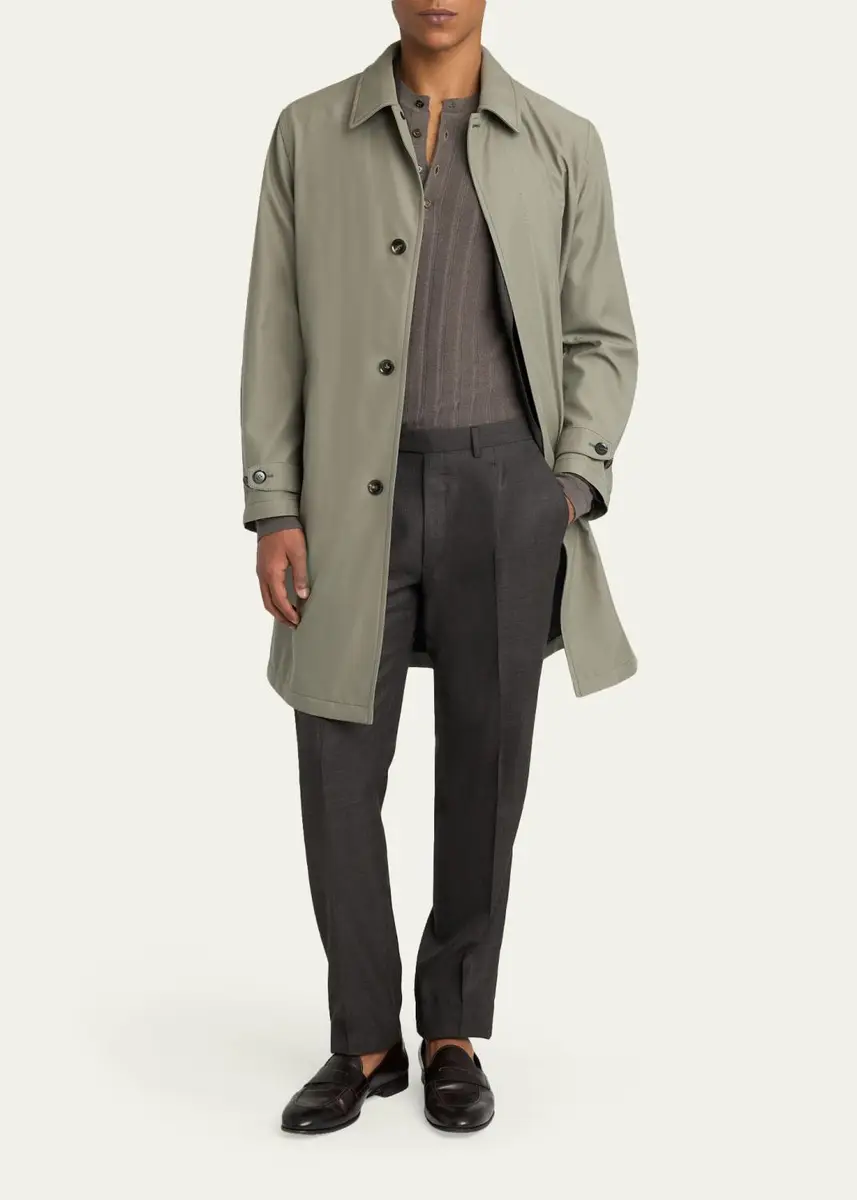 Brioni Men's Silk Cloud Button-Front Car Coat | Thumbnail 4 Brioni Men's Silk Cloud Button-Front Car Coat | Thumbnail 4