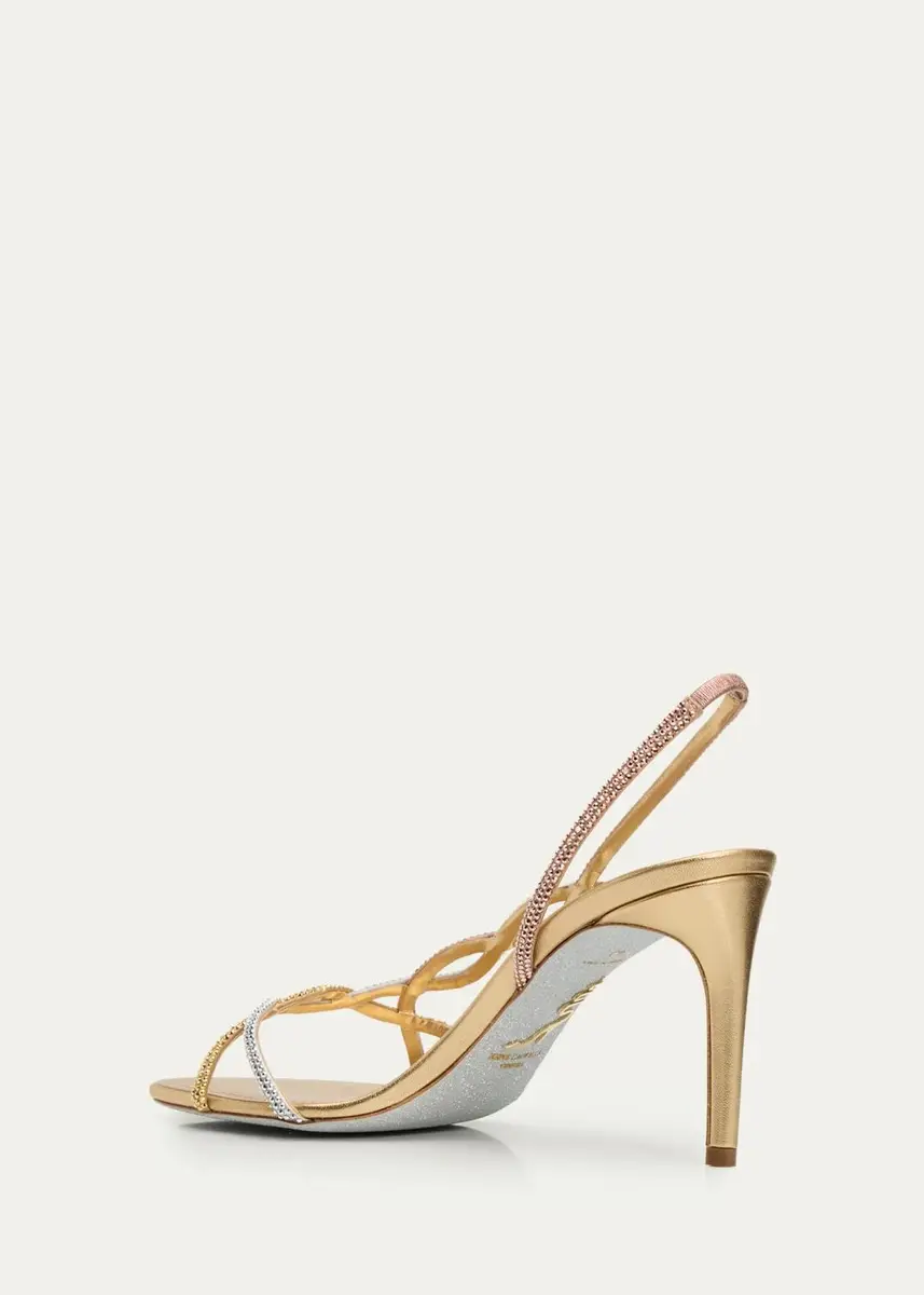 René Caovilla Three-Tone Crystal Satin Braid Halter Sandals | Thumbnail 2 René Caovilla Three-Tone Crystal Satin Braid Halter Sandals | Thumbnail 2