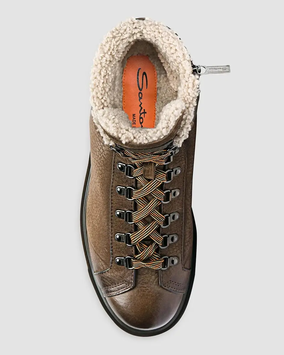 Santoni Men's Farah Shearling-Lined Leather Ankle Boots | Thumbnail 4 Santoni Men's Farah Shearling-Lined Leather Ankle Boots | Thumbnail 4