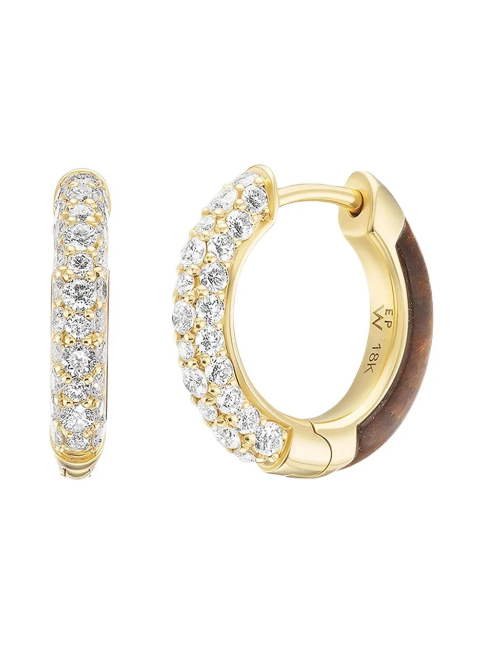 Baby Duet Hoop Earrings with Diamonds and Tiger's Eye Baby Duet Hoop Earrings with Diamonds and Tiger's Eye