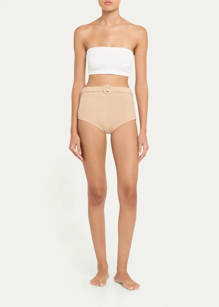 Ramy Brook Danice Metallic High-Waist Bikini Bottoms | Thumbnail 2