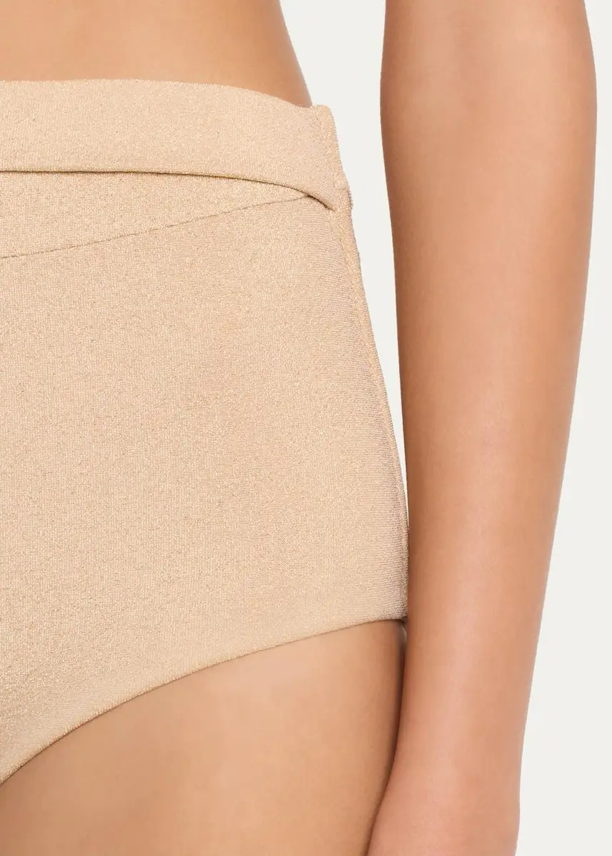 Ramy Brook Danice Metallic High-Waist Bikini Bottoms | Thumbnail 4