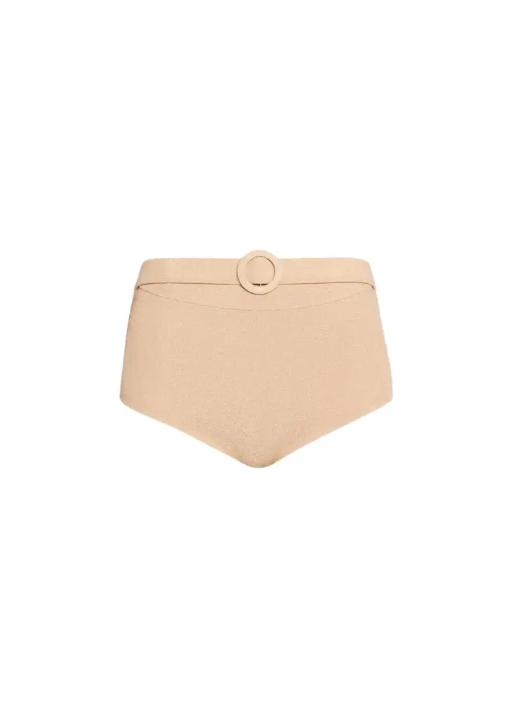 Danice Metallic High-Waist Bikini Bottoms