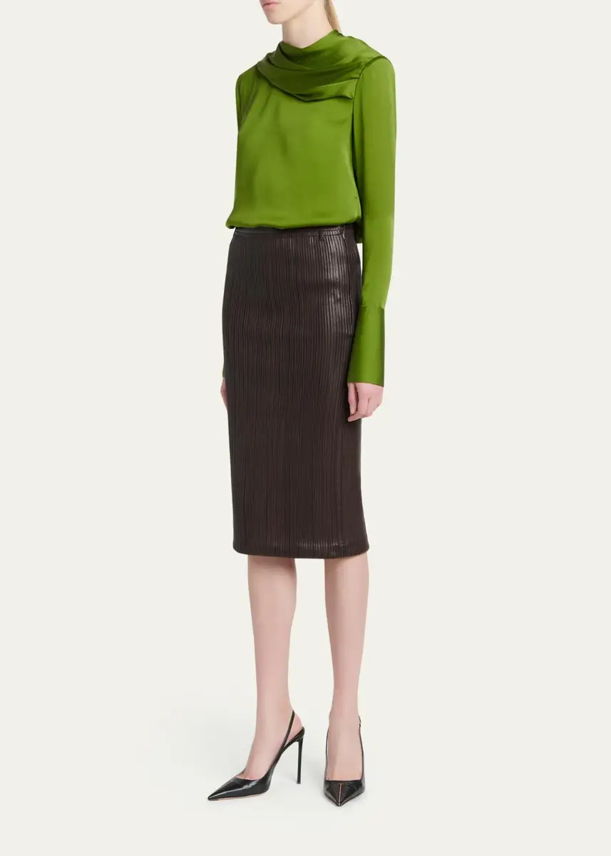 Tom Ford Fluted Leather Midi Skirt | Thumbnail 2 Tom Ford Fluted Leather Midi Skirt | Thumbnail 2